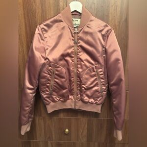 Acne Studios Rose Gold Satin Bomber Jacket